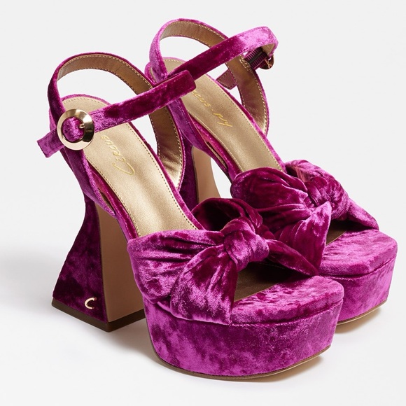 Circus Sam Edelman audrea sculpted platform heel dark matrix magenta velvet - Picture 4 of 14